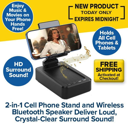 Cell Phone Stand with Wireless Bluetooth Speaker